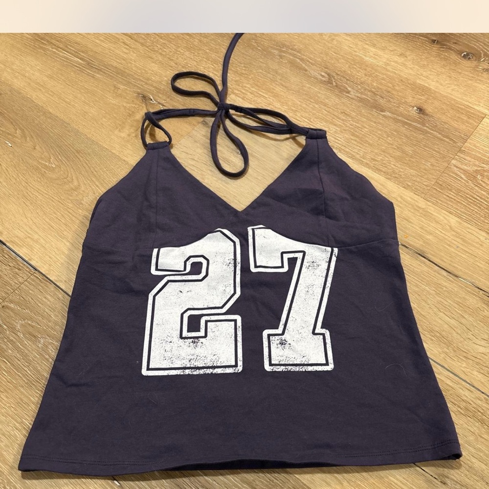 Wild Fable Black Halter Tank Top with Number Print